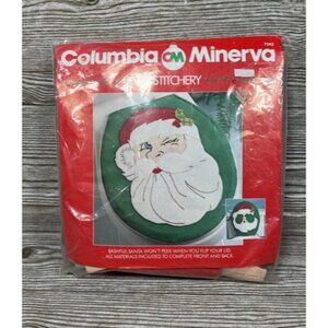 Vintage 80s Columbia Minerva Santa Felt Stitchery Kit Felt Toilet Lid Cover
